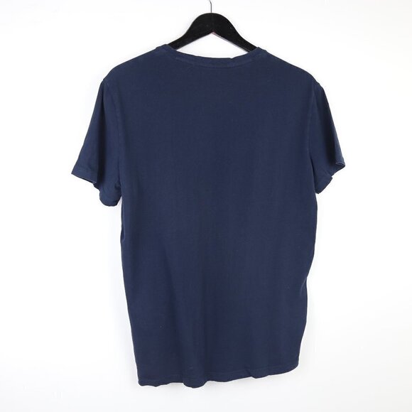 ARMANI EXCHANGE Shirt V-neck Spell Out Graphic Short Sleeve Dark Navy Blue - Picture 5 of 5